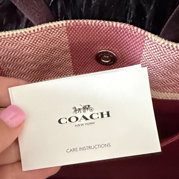 Coach Pink and Cream Checkered Tote - Picture 10 of 12